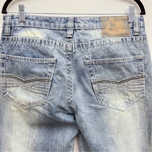 Vintage Machine Distressed Flag Patchwork Straight Leg Jeans Men’s 32 X 34 - Picture 14 of 16